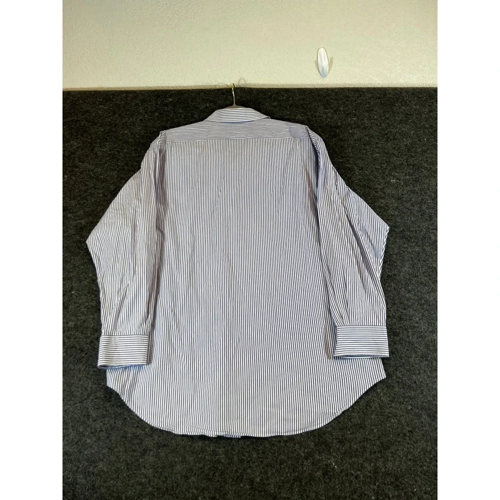 Polo Ralph Lauren Andrew Shirt Mens 17 32/33 Blue White Stripe Cotton LS Shirt